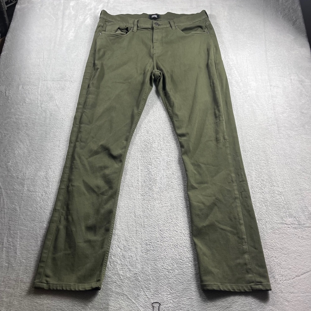 PAIGE Federal Slim Straight Leg Pants Olive Green Mens Size 34 Transcend